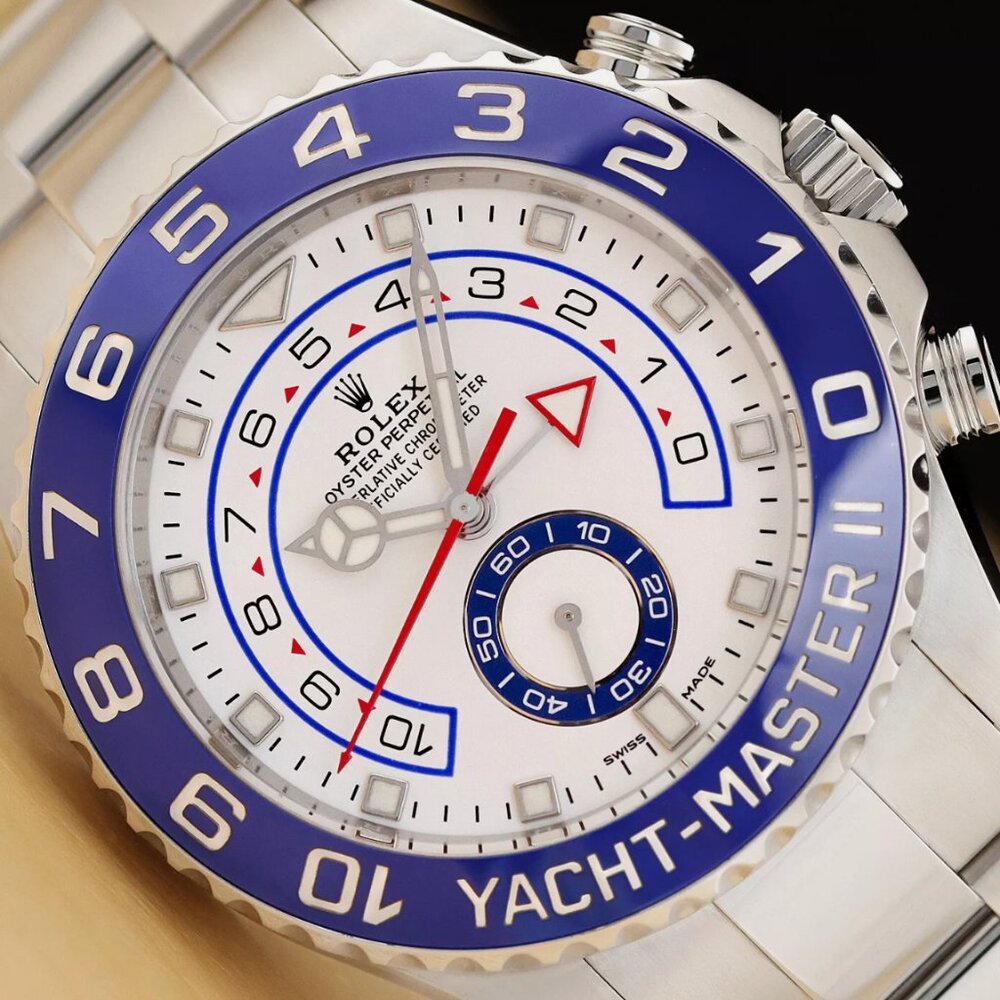 NEW CONDITION ROLEX MENS YACHT MASTER BLUE 44MM WATCH